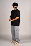 Solids | Black Oversized T-Shirt – 220 GSM | 100% Cotton
